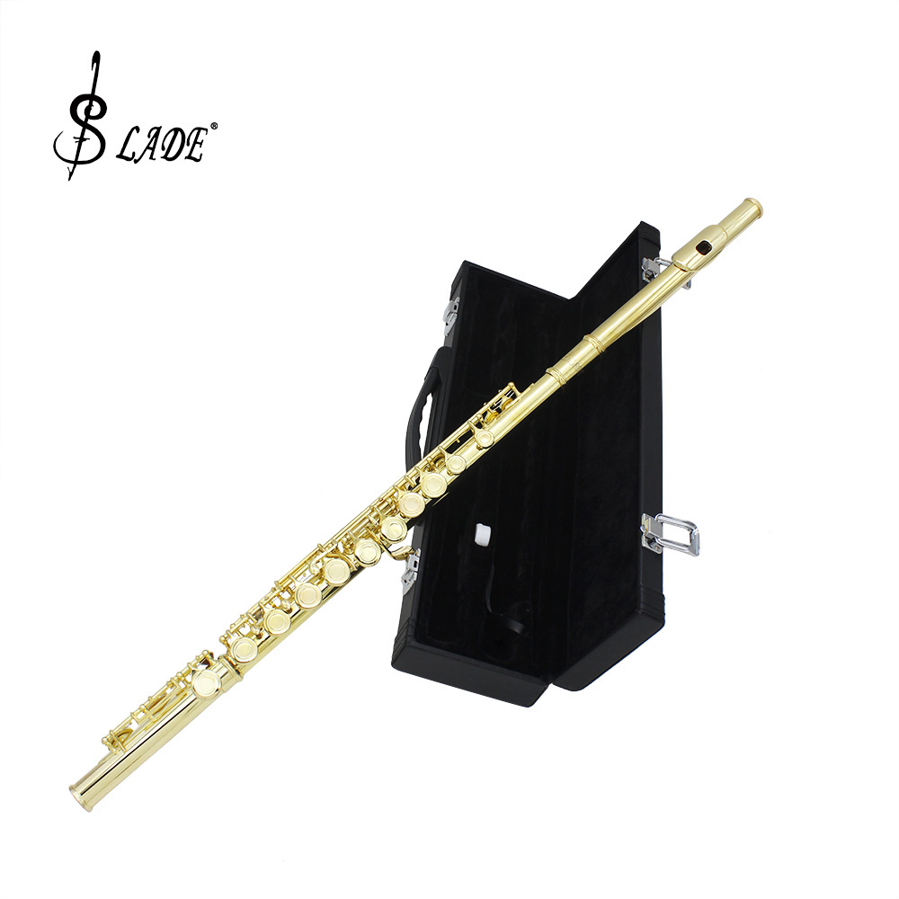 SLADE 16 new Holes Add The E Key Flute Brass 2025 Bady Gold Flute Instrument With Leather Box Case Screwdriver Cleaning Cloth Accessories