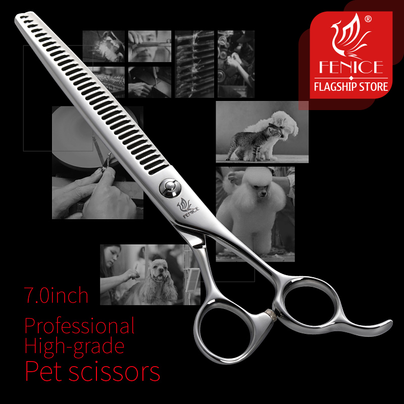Fenice High-end 7.0 inch JP VG10 Steel Professional Pet Trimming Grooming Scissors Dog Thinning Scissors Shears Thinning 20-25%