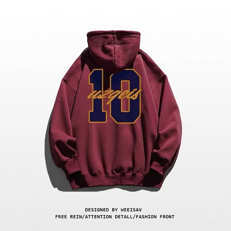 Designer hooded fleece hoodie men's 2024 autumn and winter new item street digital print versatile casual top jacket trendy