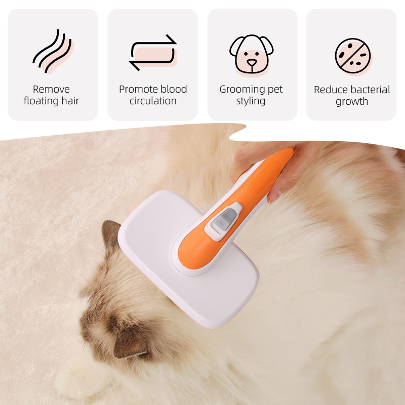 Fenice Cat Grooming Comb Self Cleaning Slicker Brush for Pet Removes Floating Hair Massages Needle Comb