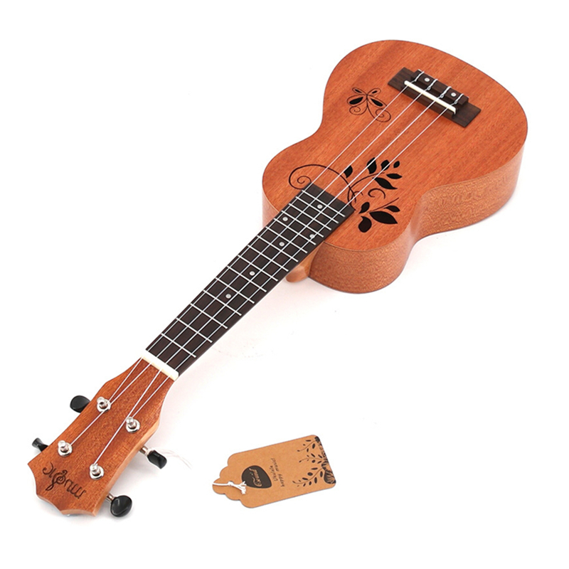21 inch Butterfly love flower Sapele Ukulele Rosewood Fretboard 4 Strings Hawaiian Small Guitar Electric Ukulele with Pickup EQ