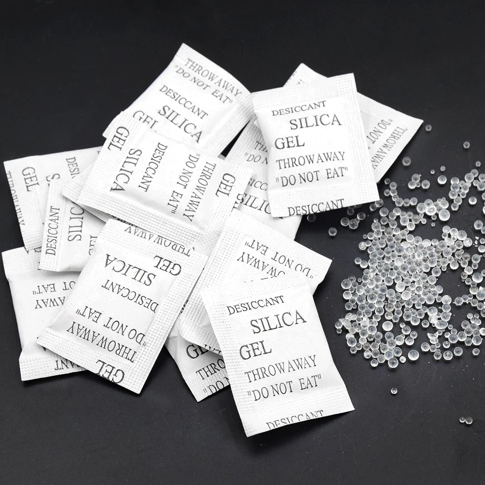 50/100/200 Packs 1g Non-toxic Silica Gel Desiccant Packets Safe Moisture Absorbing Drying Bulk Bags For Clothes Food Storage