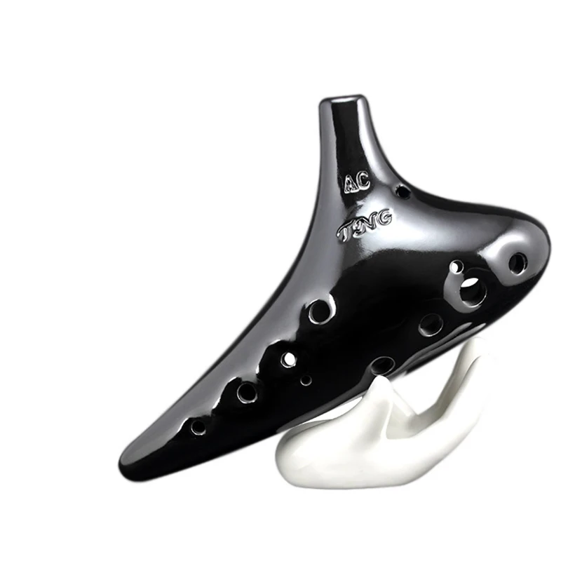 TNG Ocarina 12 Holes Black Pottery Porcelain Professional Alto Soprano C F Musical Instruments handmade Dolomite Ceramics Taiwan