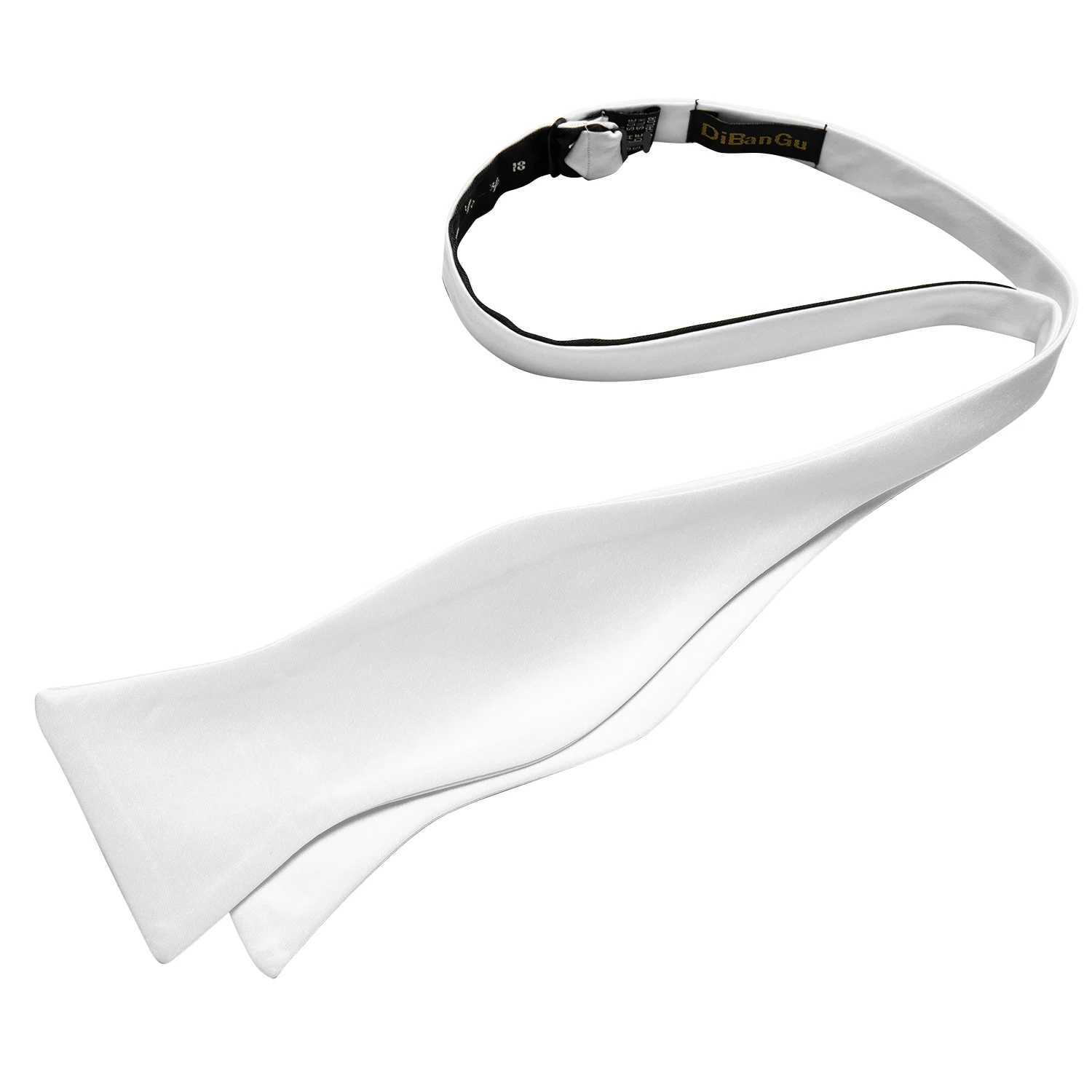 Classic White Selr-tie Bowtie with Ring Pocket Square Cufflinks Set Fashion Solid Mens Bow Tie for Wedding Groom Busin KnotsX241109