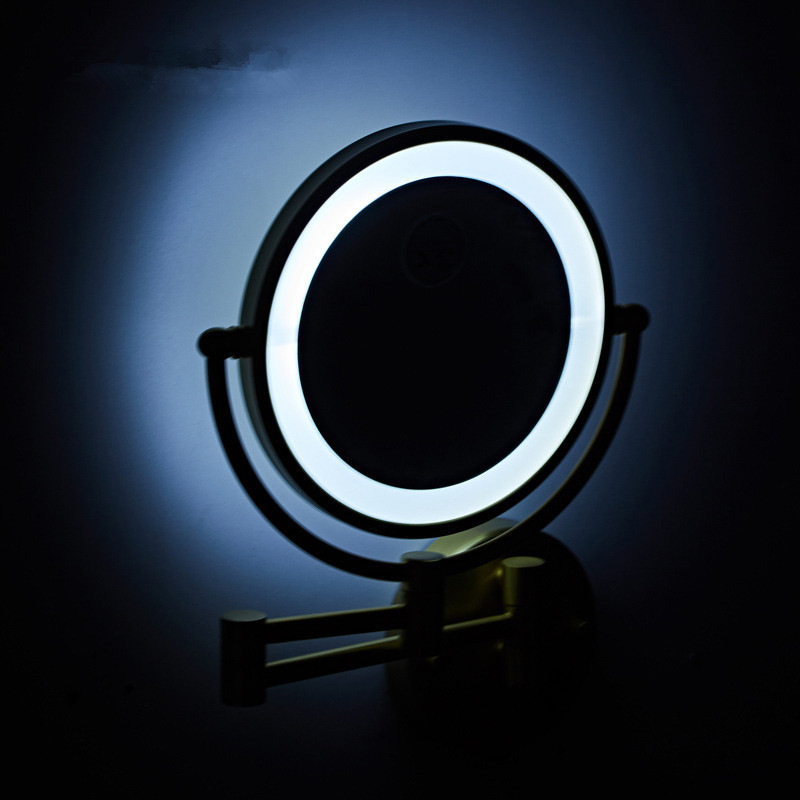 8 Inch LED Makeup Mirror With Plug 3X /1X Magnifying Folding Wall Illuminated Mirror Double Bathroom Mirrors