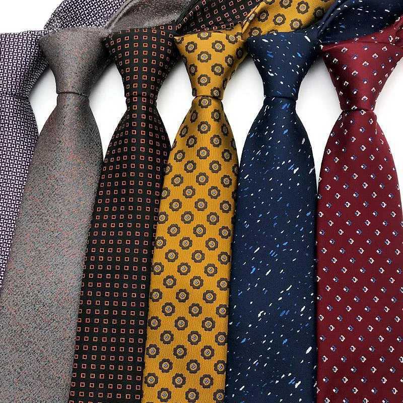 Luxury 8CM Mens Necktie Polka Dot Ties For Man Groom Groomsman Floral Jacquard Woven Ascot Formal Busin Party AccoriesX241109