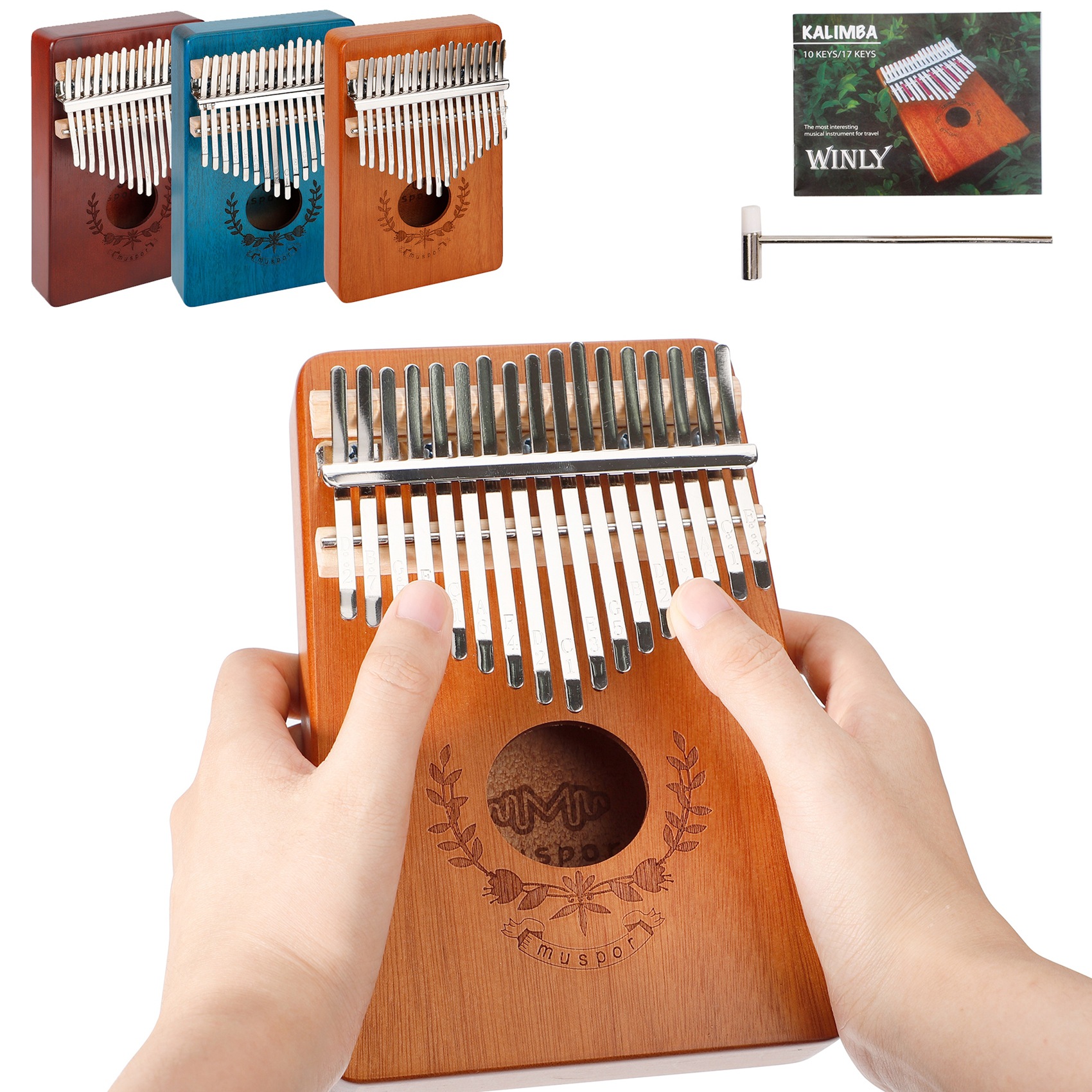 17 Keys Kalimba Thumb Piano High-Quality Wood Mahogany Body Thumb Piano Musical Instrument Kalimba Accessories