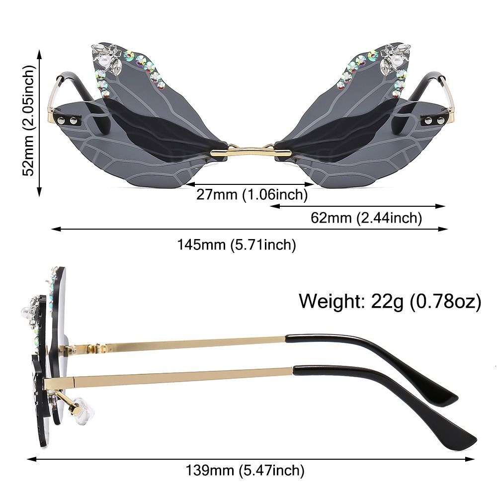 Women's Fashion Eyewear Irregular Party Dia Sun Moissanite Dragoy Wing SunMoissanite glasses Bg Shades