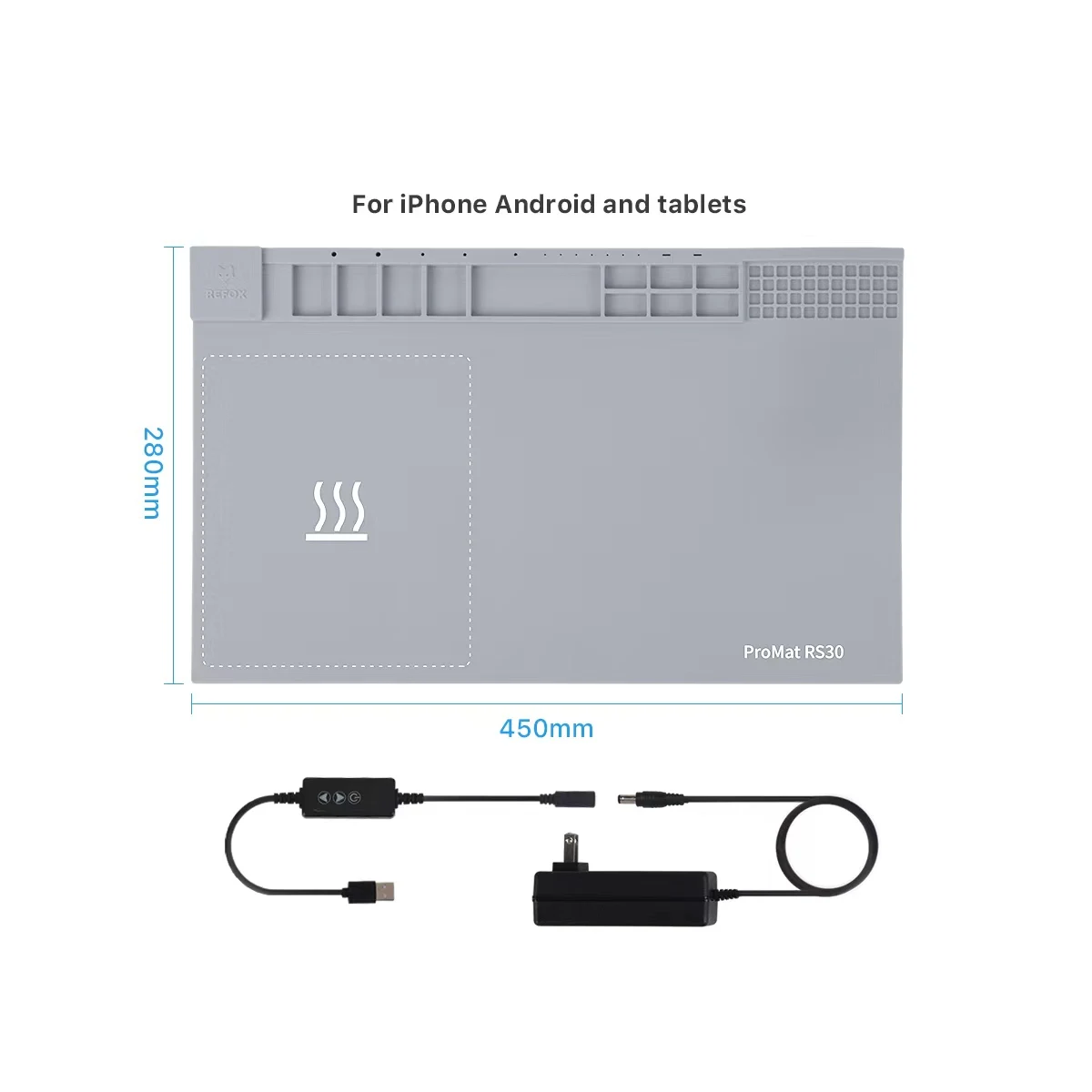 REFOX ProMat RS30 Heating Silicone Pad Phone Tablet Repair Tools For Apple Watch Maintance High-temperature Insulating Refurbish