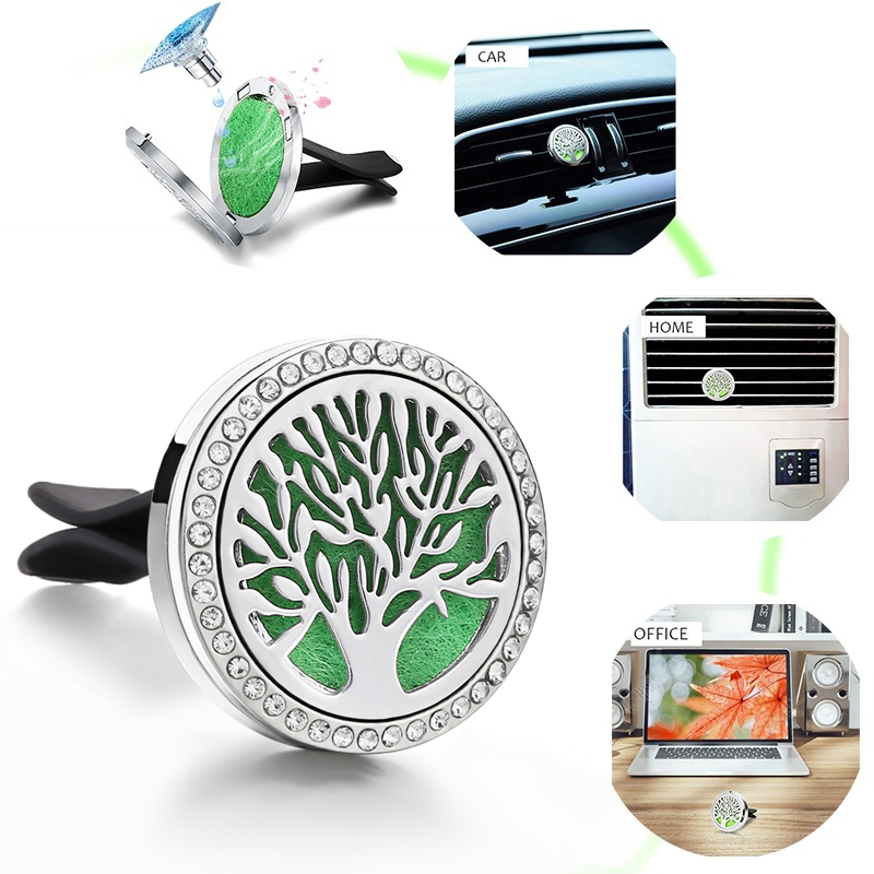 Aromatherapy Jewelry Diffuser Pendant Locket Crystal Car Air Freshener Vent Clip Perfume Essential Oil Diffuser Necklace Pendant