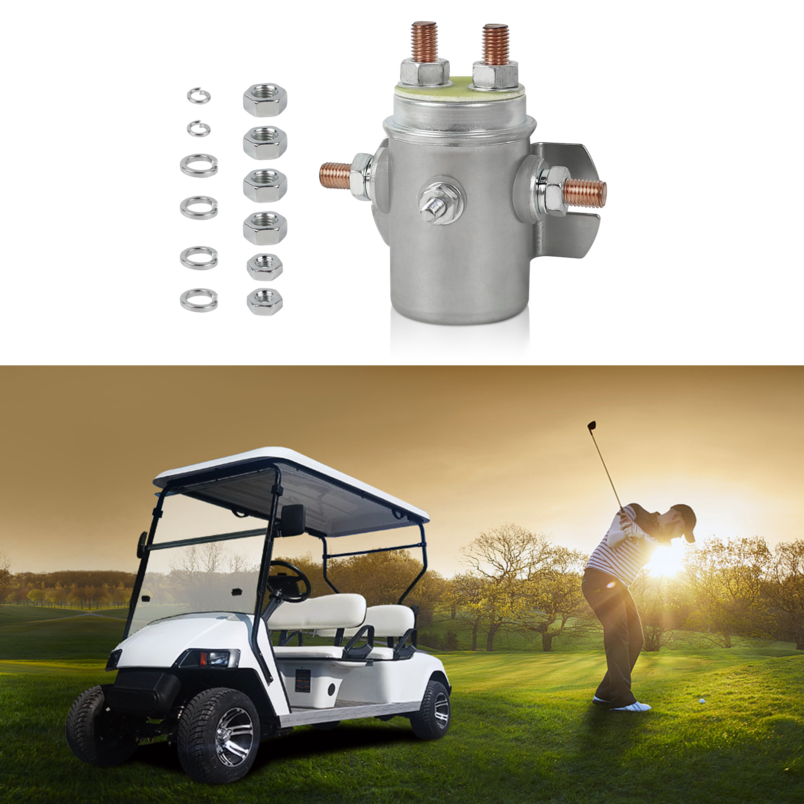 12 Volt Heavy Duty Solenoid Relay Switch For Prestolite & Ramsey Winch Electric Golf Cart Continuous Duty Insulator 5 Terminal