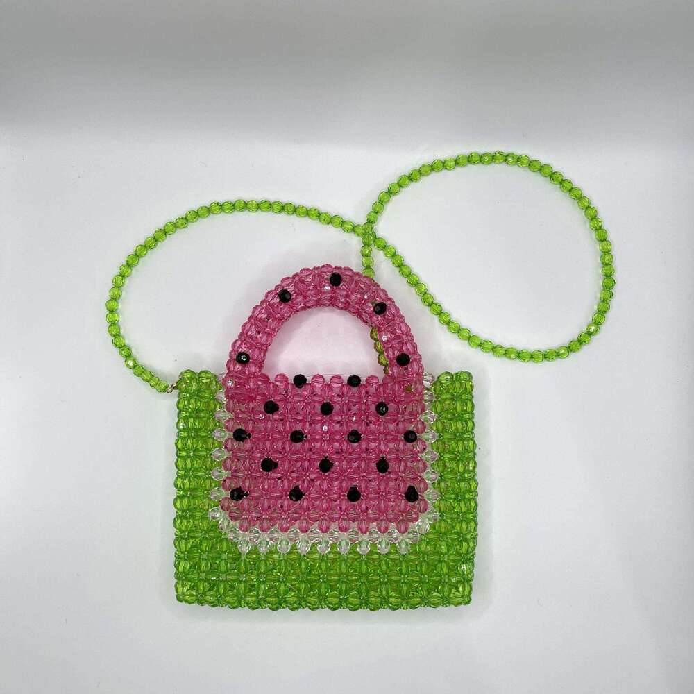 Summer fresh same style crossbody hand-held women's bag, niche design, watermelon contrasting color bead bag