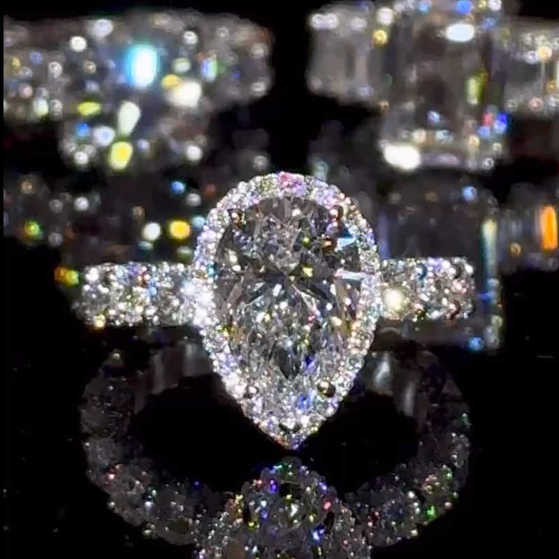 Hot Selling design custom Moissanite Jewelry Big emerald cut Diamond Engagement Ring Fashion band Rings
