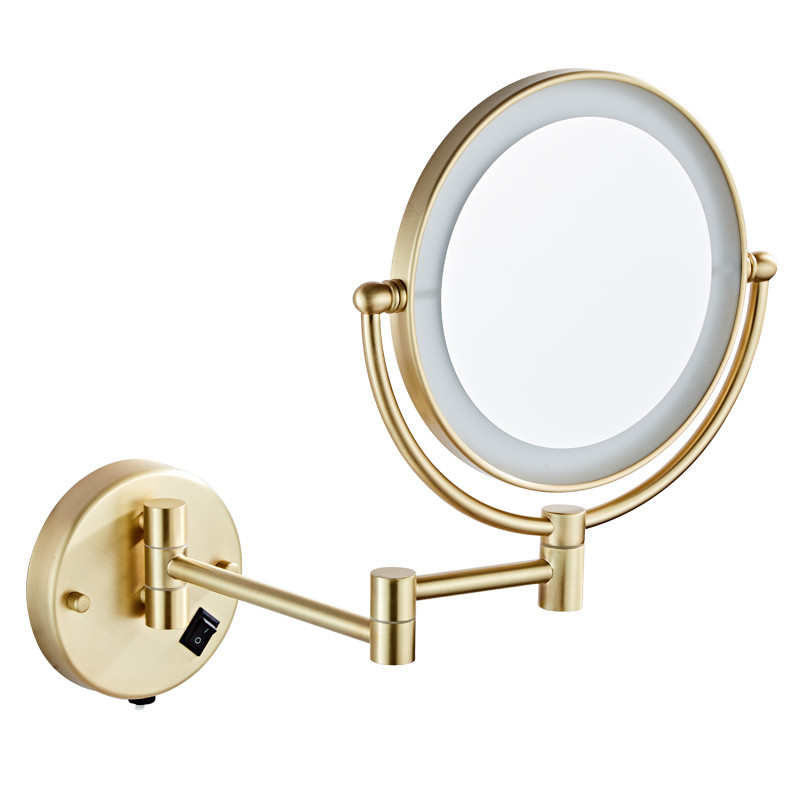 8 Inch LED Makeup Mirror With Plug 3X /1X Magnifying Folding Wall Illuminated Mirror Double Bathroom Mirrors