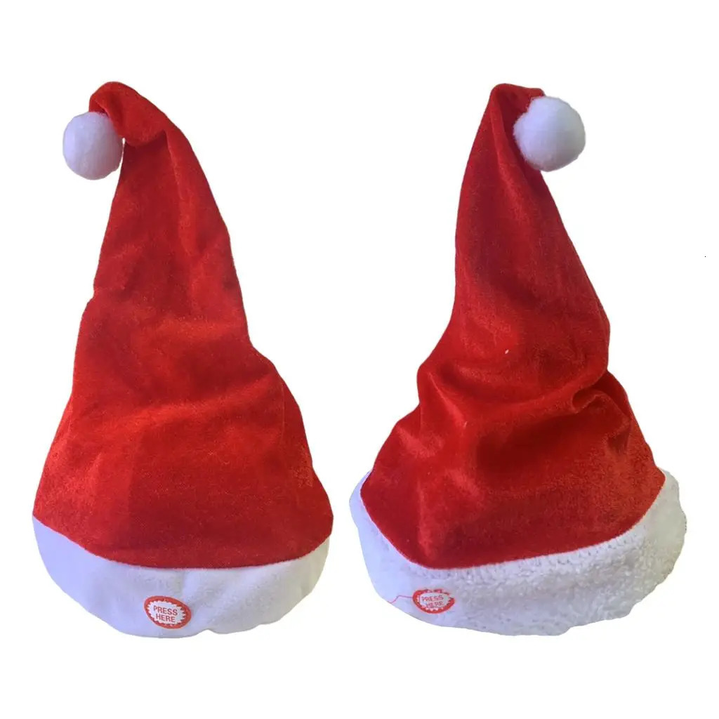 Singing dancing Santa Claus hat decoration music swaying red and white plush Santa Claus holiday hat 241108