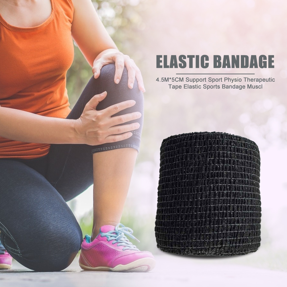 4.5mx5cm Sport Self Adhesive Elastic Bandage Muscle Wrap Tapes (Black)