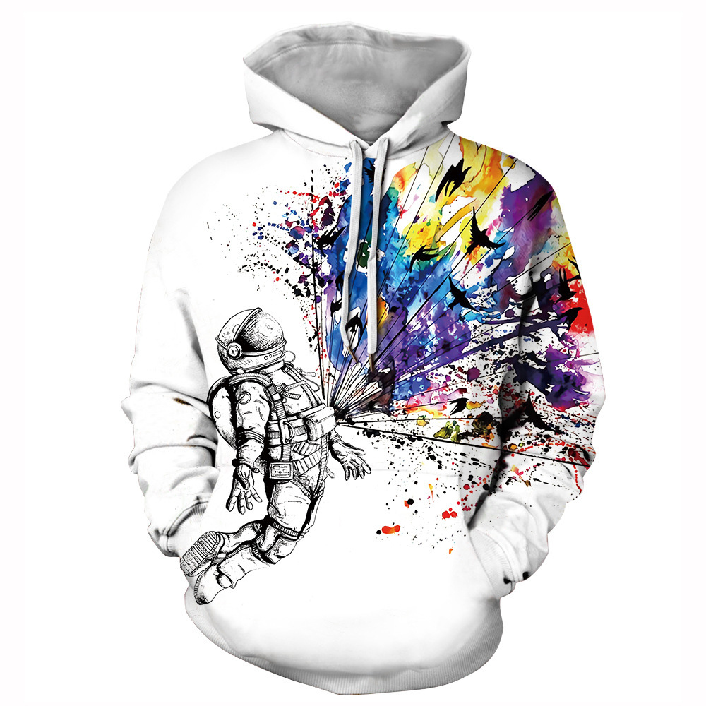 Designer Style Fashion Starry Sky Digital Printed Drawstring Loose Pocket Trendy Brand Couple Winter Hoodie