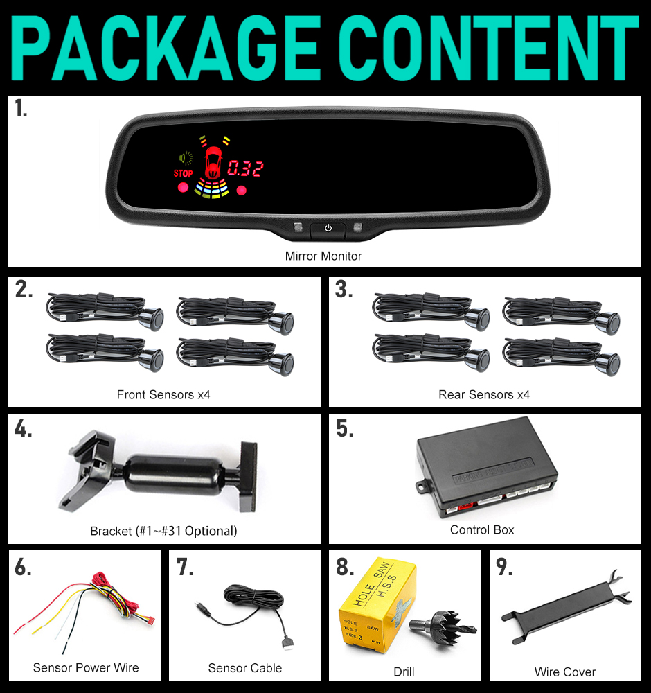 Electronic Anti-glare Auto Dimming Car Interior Rearview Mirror Parking Monitor Front Rear Radar Sensor With Original Bracket