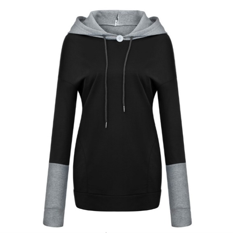Designer's autumn winter new casual versatile two-color splicing pullover, fashionable and personalized hoodie for women