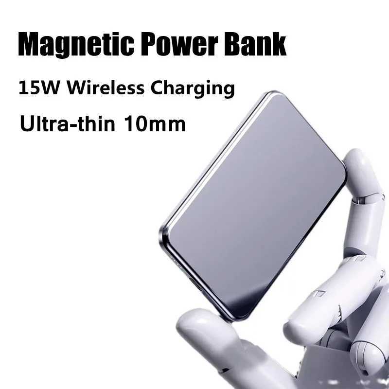 Power bank Magnetic 30000mAh Power Bank Wireless Portable Fast Charger Slim Metal Powerbank External Spare Battery For iPhone 15 14 Xiai Z241108