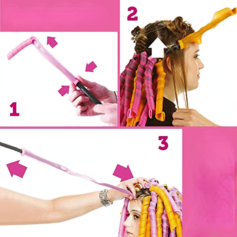 10pcs Magic Hair Rollers Curlers Kit Snail Shape Not Waveform Spiral Round Curls No Heat Curler for Extra Long Hair