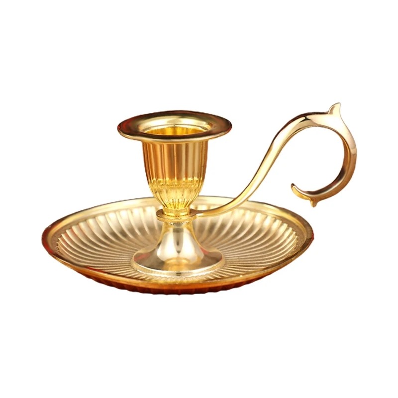 2025 Taper Candle Holder with Handle Single Head Candlelight Stand Retro Candlestick for Dining Home Table DecorationHandle Metal H260310