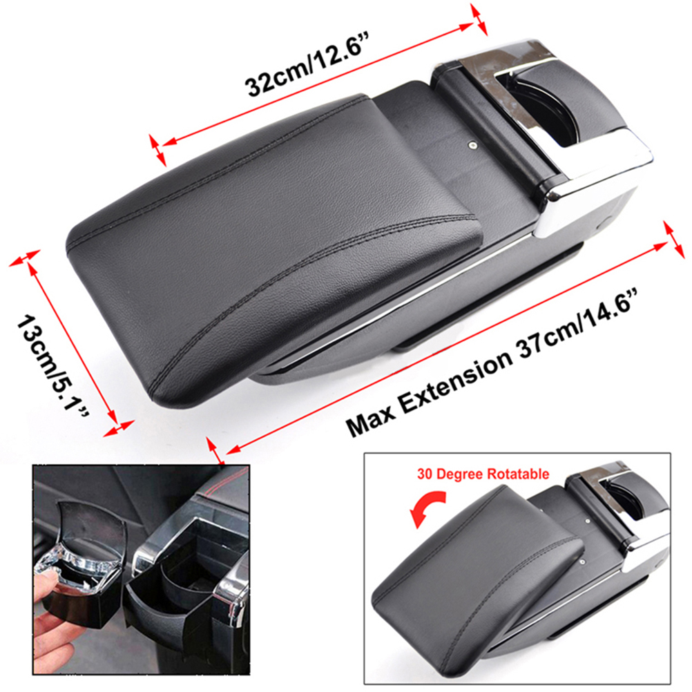 Storage Box For Renault Sandero I / Logan Arm Rest Rotatable Cup Holder Armrest Black Leather