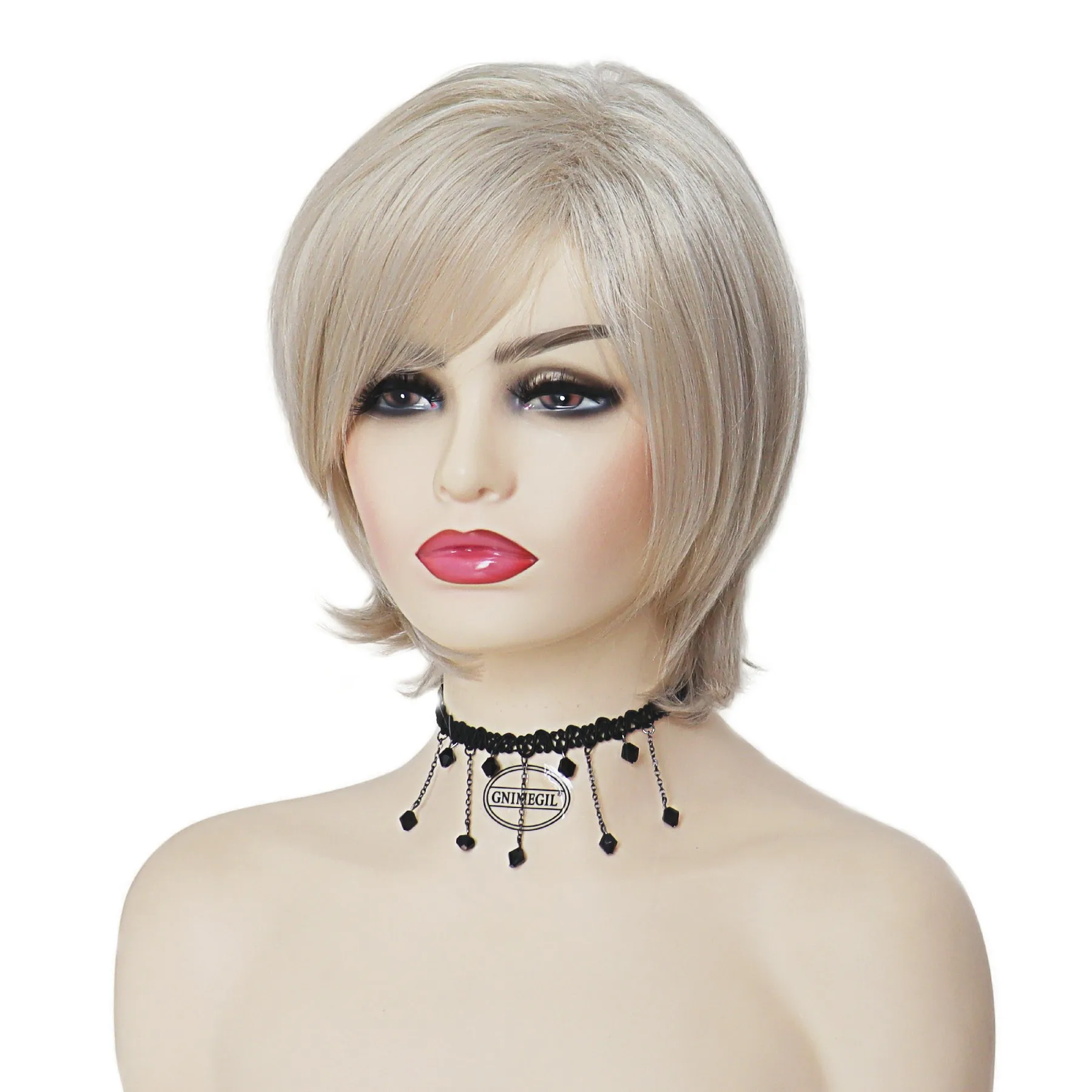 GNIMEGIL Synthetic new Blonde Wigs with Bangs for 2025 Women Short Bob Straight Hair Wig Female Cosplay Halloween Costume Lady Wig Girls
