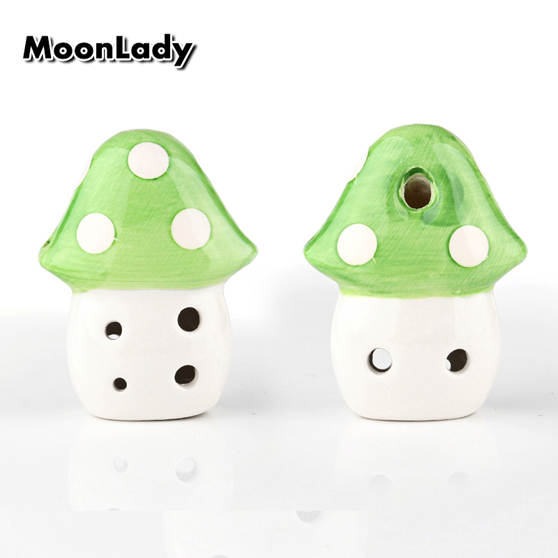 5 Colors Ocarina 6 Hole Small Mushroom Ocarina Alto C Tone Beginner Ocarina Tourist Souvenir Teaching Toys Ceramic Pendant
