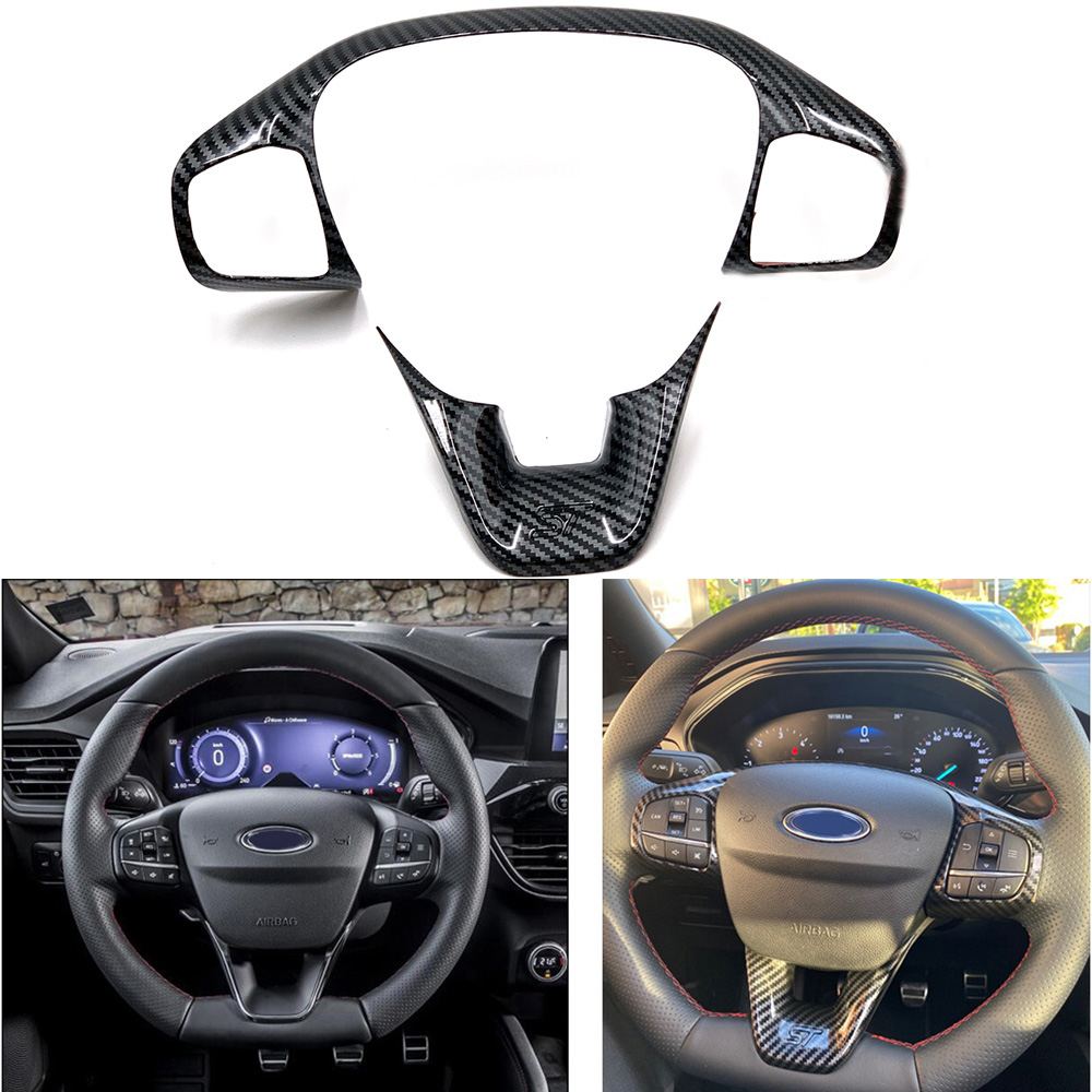 For Ford Focus Kuga Escape 2018 2020 Fiesta MK8 Bronco Car Styling ABS Interior Steering Wheel Cover Trims Stickers Accessories