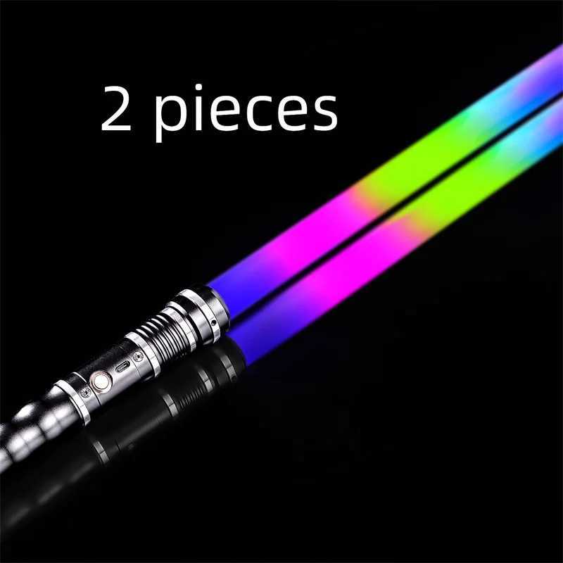 Led Rave Toy REikirc 2 In 1 Lightsaber 15 Colors Various Sound Effects Light Saber Metal Laser Sword Rechargeable Toys Party Luminous Swords 240410