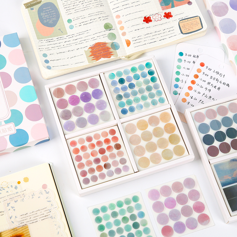 100 Sheets Watercolor Polka Dot Sticker Bullet Journaling Accessories Scrapbooking DIY Color Label Washi new Sticker 2025 Stationery Gift