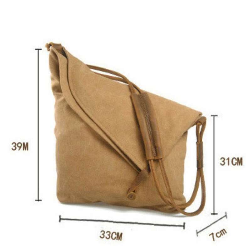 Chikage Women's Large Capaciy Personality Shoulder Multi-Function Crossbody Vinatge Canvas Literary Cloth Bag