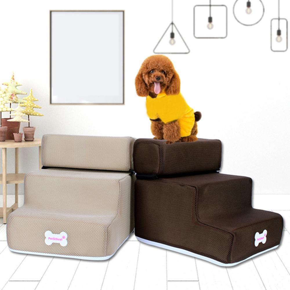 3 Steps Dog Stairs Pet Dog Cat House Bed Stairs Pet Ramp Ladder Anti-slip Climbing Detachable Bed Ladder Small Dog Cat Supplies