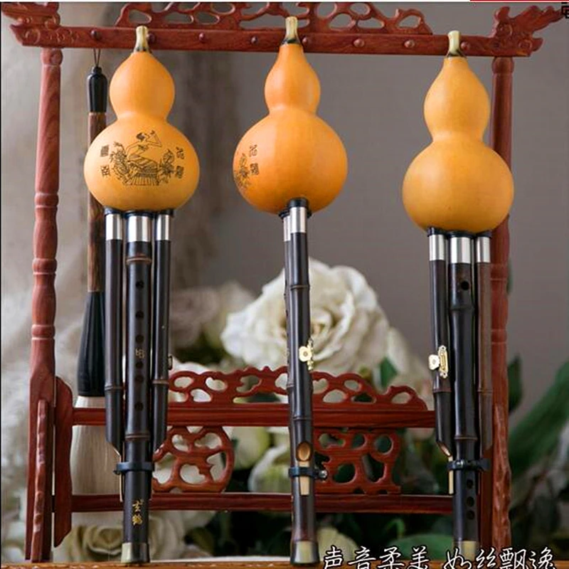 Black Bamboo Flute Hulusi Dual Tone Gourd Flauta C/Bb/G/F Key Calabash Hulusi Folk music instruments profesional flauta china