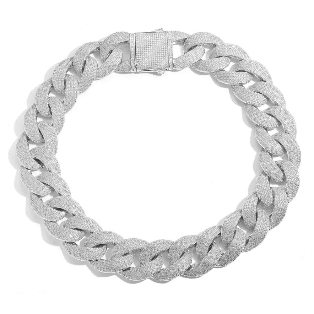 hip hop 35mm spring buckle cuban with personalized copper zircon inlay super thick and domineering exaggerated necklace