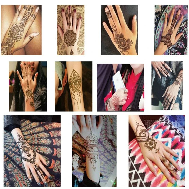 cff Henna for Pcs Set Tattoo Stencils Women Girl Body Painting Hand Foot Kit New Designs Temporary Templates