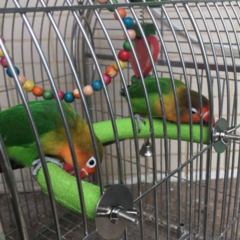 Bird Parrot Perch Stand Rough Surfaced Wooden U Shape Nail Perches Claw Grinding Stick Cage Toys for Cockatiel Parakeet Conure