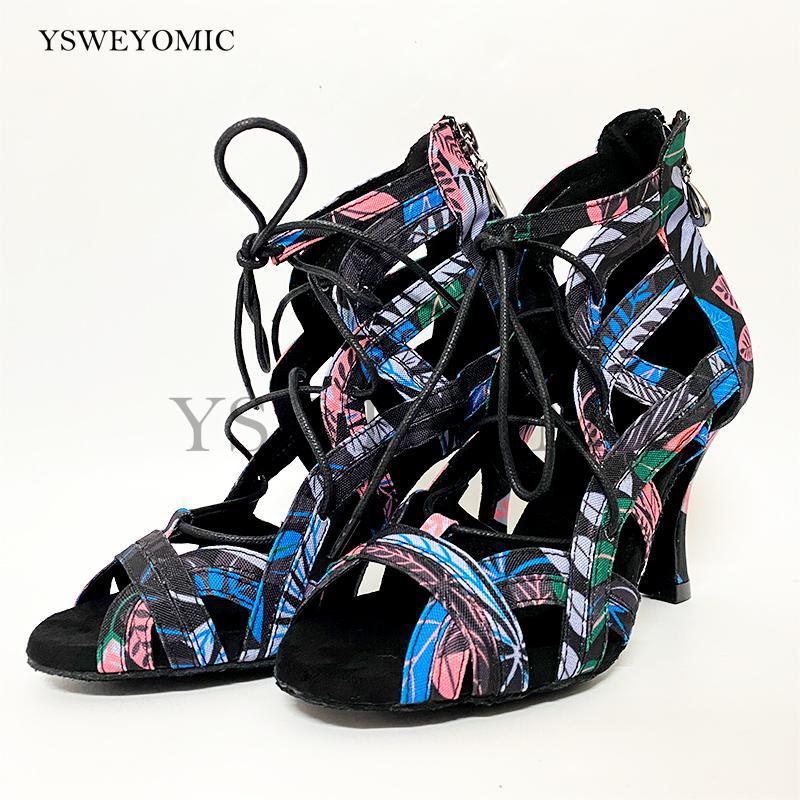 new Women Latin Dance Shoes Blue 2025 African Color Denim Soft Thicker Insole Professional Salsa Bachata Latin Dance Shoes For Women