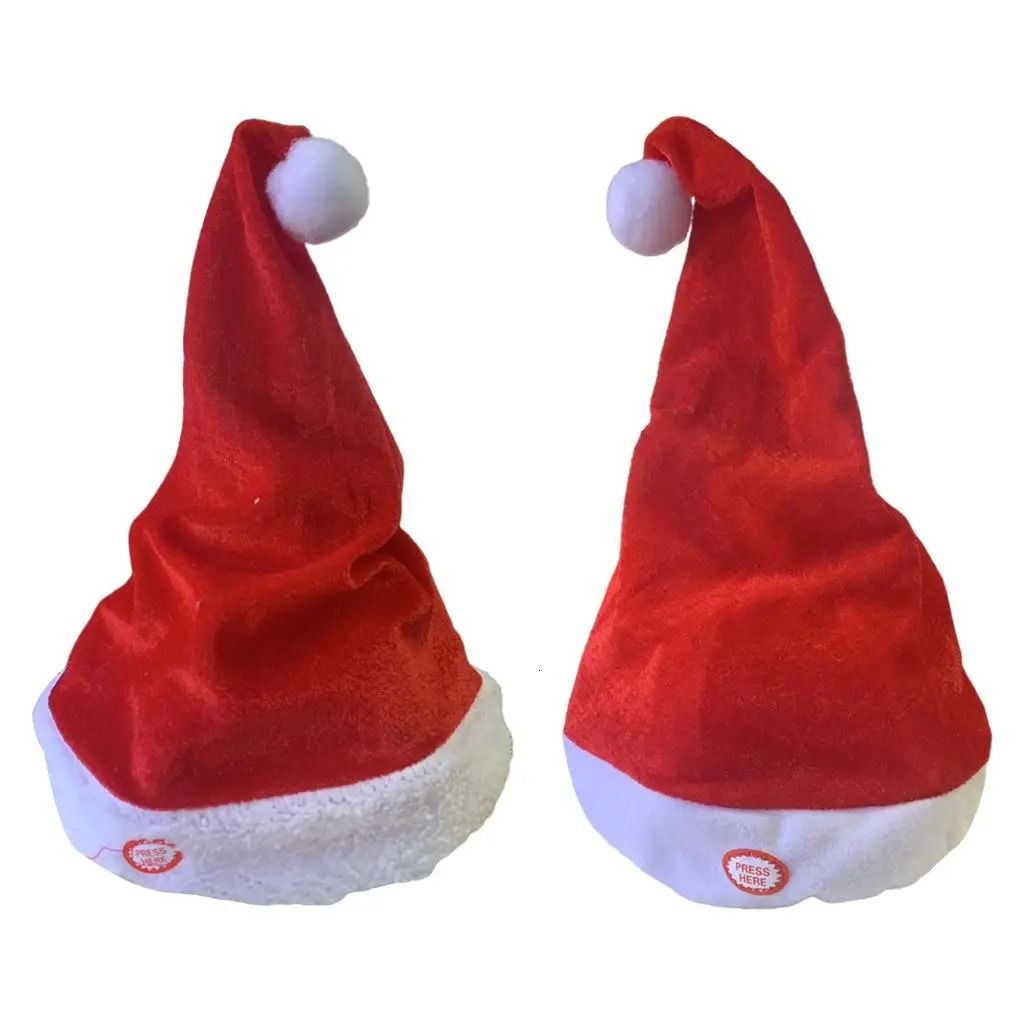 Singing dancing Santa Claus hat decoration music swaying red and white plush Santa Claus holiday hat 241108