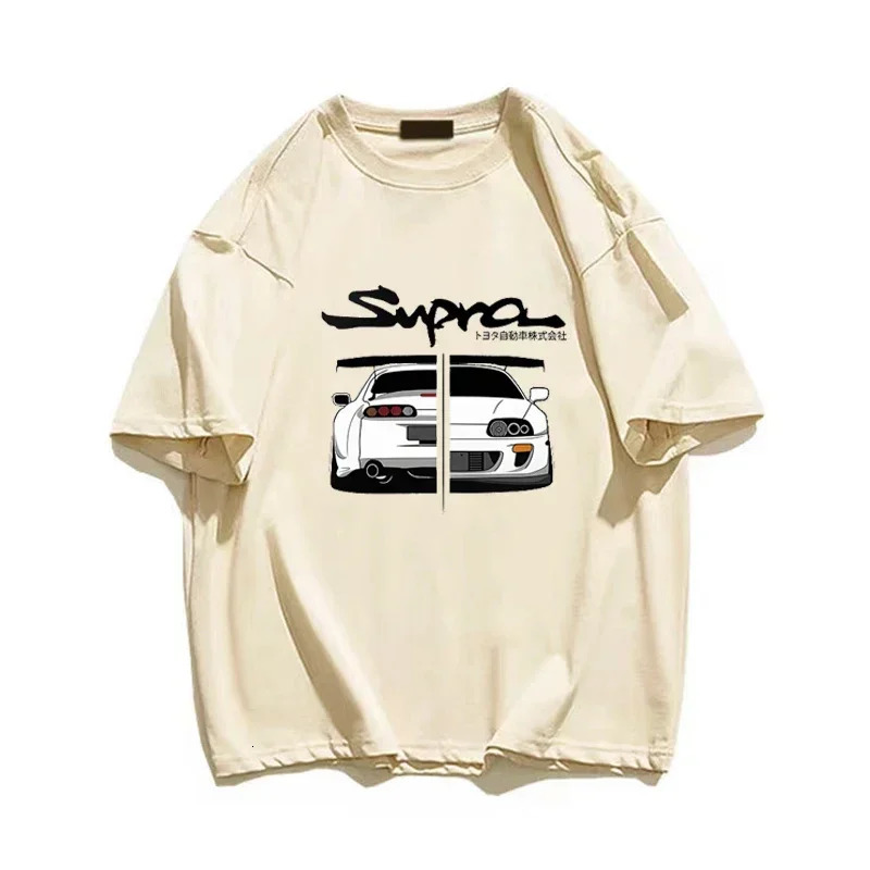 Japanese Anime Car Graphic T-shirt Summer Men Women Cotton Short Sleeve Fashion Harajuku Tee Oversized Y2k Clothes Streetwear 240409