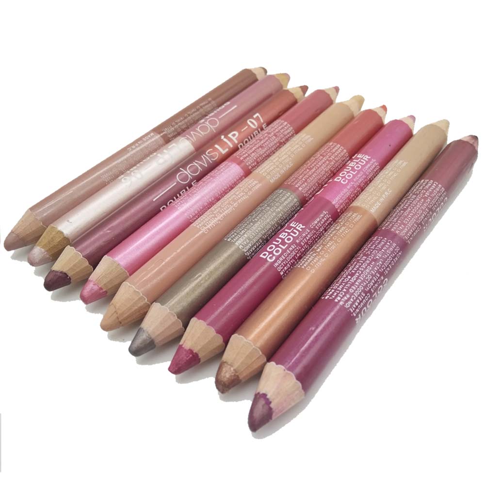 e Pencil HOT Lipliner Double color Nude waterproof Glitter Shimmer Metallic matte Lip Liner beauty lip contour HF