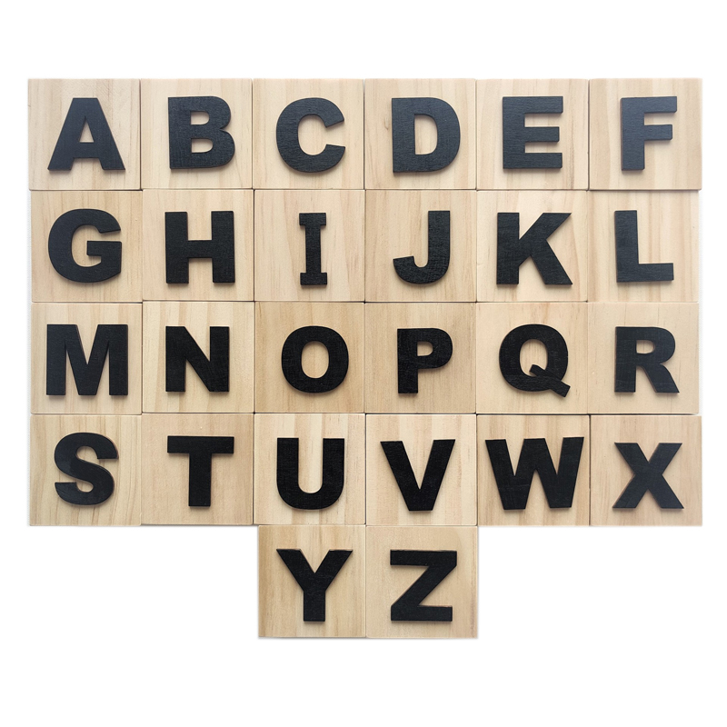 hot sale Large Cube Letter Wooden Baby First Name Cubes Personalized ABC Blocks Kids Nursery Room Decorations Preschool Learning Toys