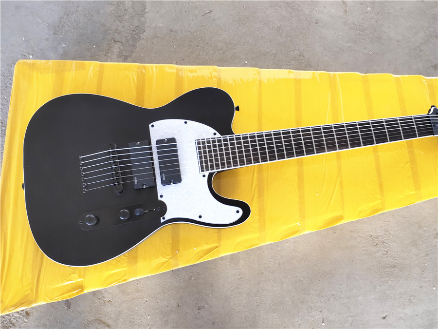 High quality customized matte black 7 string electric guitar, can be customized according to the requirements of free shipping