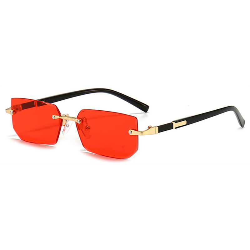 Square Rimless Sunglasses Rectangle Fashion Popular Women Men Shades Small Sun Glasses For Female Male Summer Traveling CAVALLO BIANCO CB