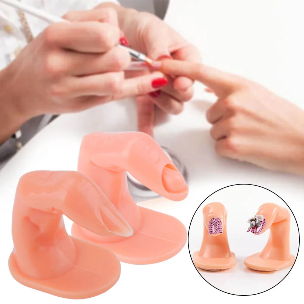 Nail Art Practice Soft Plastic Model Hand+5/10pcs Fake Nail Art Acrylic UV Gel Hand Finger Adjustable Manicure Tool For training