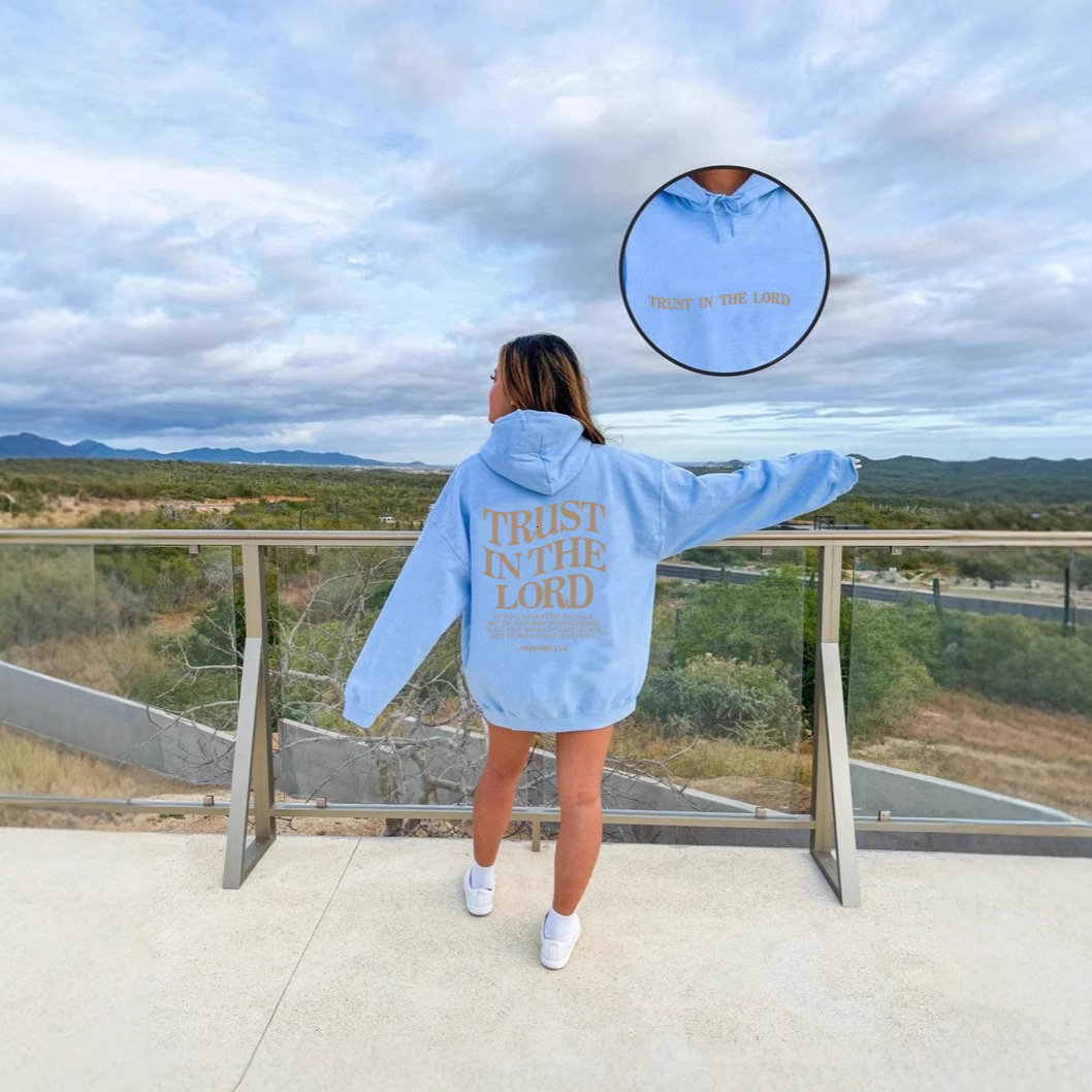 Designer's new autumn winter women's fashion letter printed hooded sweatshirt with round drawstring and fleece