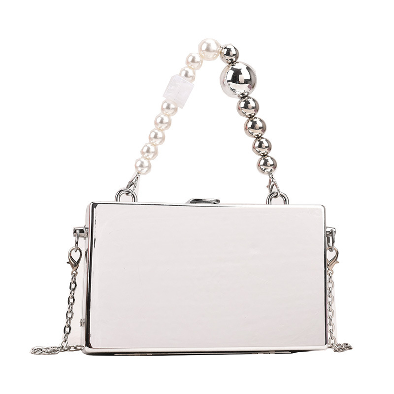 New Free Delivery Metal Handle Box Design Women Party Clutch 2022 New Shoulder Chain Purse Handbags Female Sier Tote Crossbody Bag Designer Bag Luxury