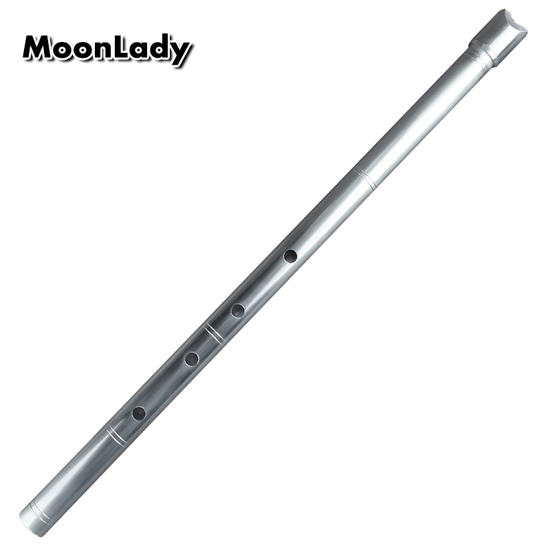 Chinese Traditional Vertical D Key Metal Shakuhachi 5 Holes Musical Instruments New Arrival Silver Flute Metal Instrument