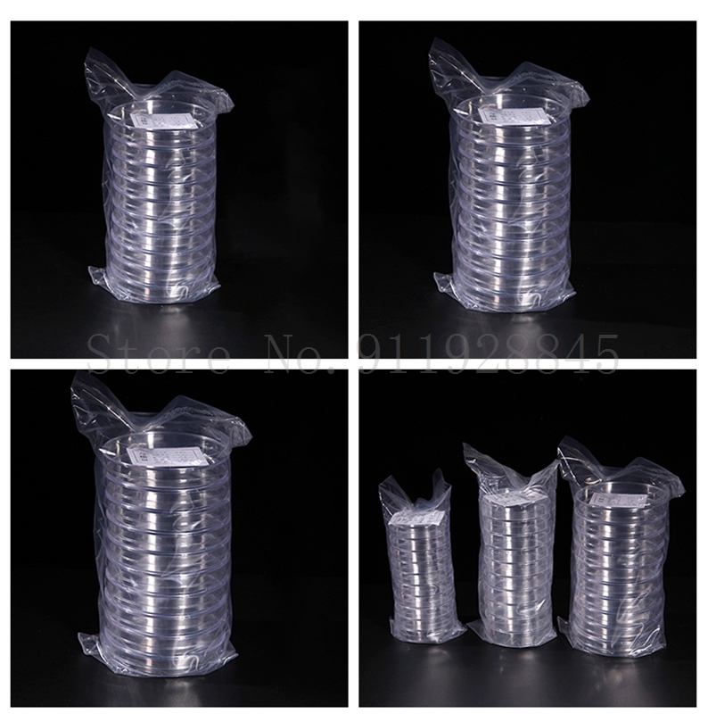 10Pcs 35mm 60mm 90mm 100mm 120mm Clear Petri Dishes with Lids Disposable Plastic Sterile Petri Dish Chemical Laboratory Supplies